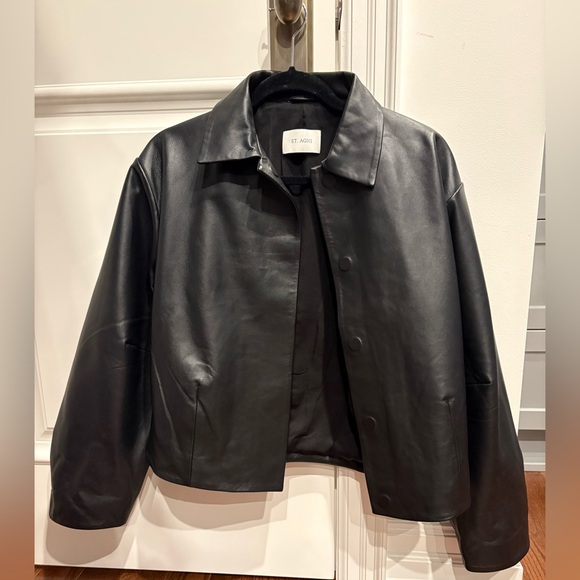 St Agni black cocoon leather jacket - size XS - Picture 5 of 9